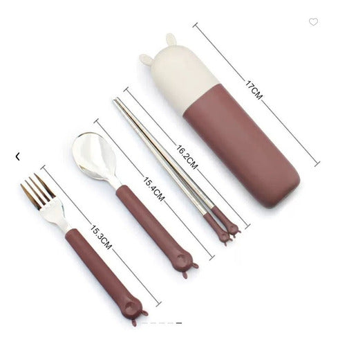 Children's Cutlery Set X 3 Pieces Cat Ears Stainless Steel 2