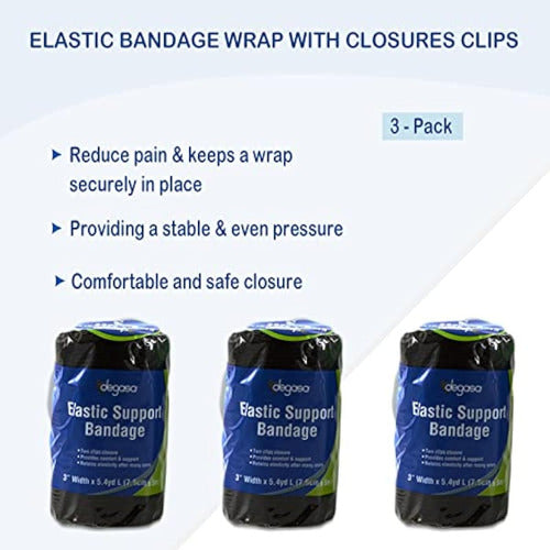 Elastic Bandage with Closure Clips, Comfortable Mixed Colors Design - Pack of 3 2