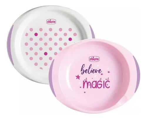 Chicco Magic Pink Baby Dish Set x2 12m+ by Bemar Babys 0