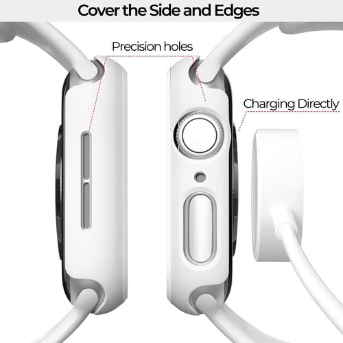 Pzoz Compatible for Apple Watch Series 6/5/4/SE 40mm Case with Screen Protector - White 3