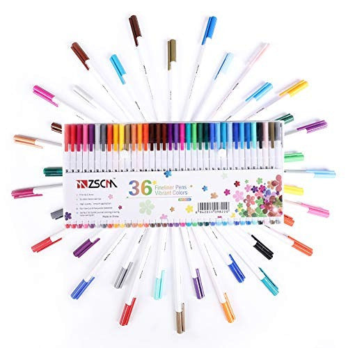 Zscm Art Color Fineliner Juego De Bolígrafos, 0.4mm Surtido 0