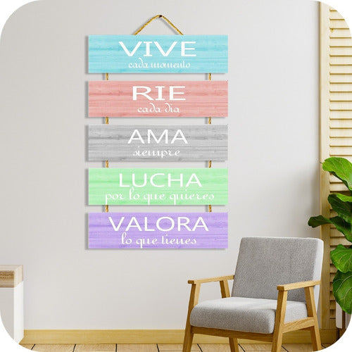 Cameli Cuadro Frases X5 Vive Rie Ama Lucha Valora Vintage Living 1