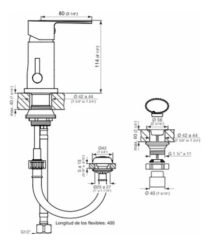 Monocomando Para Bidet Con Desague Fresia 1