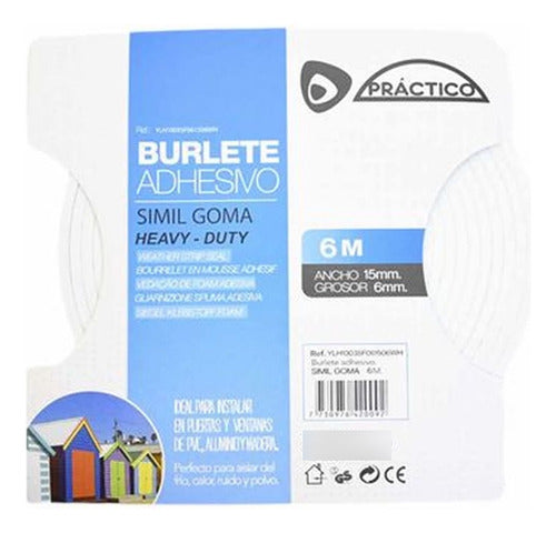 Burlete Practico Simil Goma Blanco 6 Mts 15mm 6mm Mf Shop 1