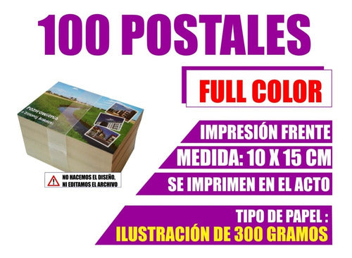 100 Postales Color 10 X 15 Frente En El Dia 1