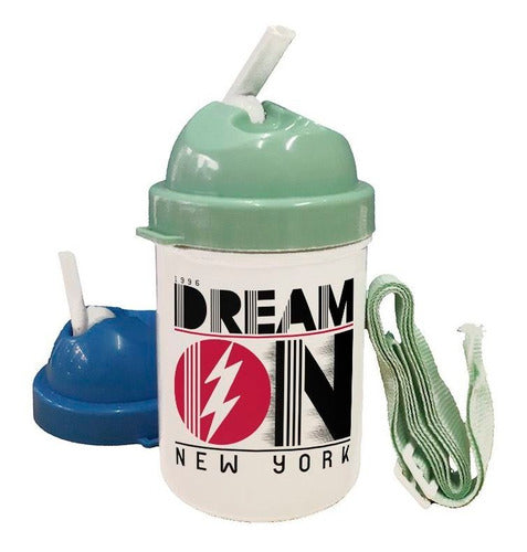 Dream On New York 1996 Water Bottle - Kids Plastic Tumbler with Screw Lid 0