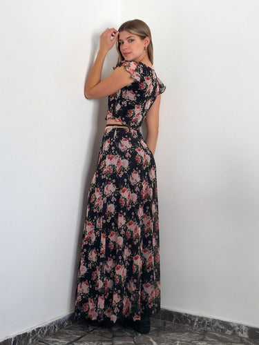 High Waist Skirt for Parties with Flowy Long Floral Print 5