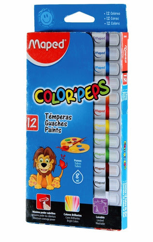 Tempera Maped Color Peps Lavable 8cc X12u Surtidas No Toxica 0