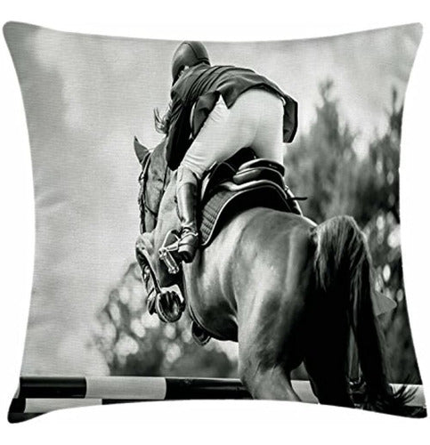 Funda De Cojín Lunarable Horse Throw Pillow, Tema De Deporte 0