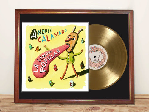 Andrés Calamaro La Lengua Popular LP Cover and Gold Record 0