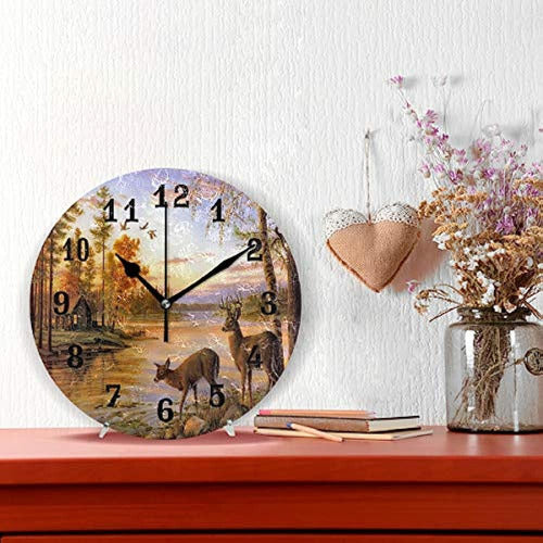 Auuxva Seulife Wall Clock Forest Deer Tree River 1