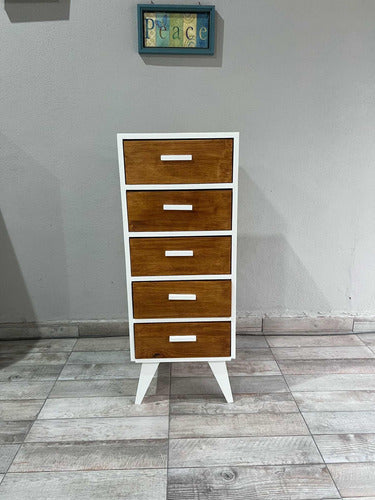 Solid Pine Wood 5-Drawer Chest of Drawers Chifforobe 40 cm 3
