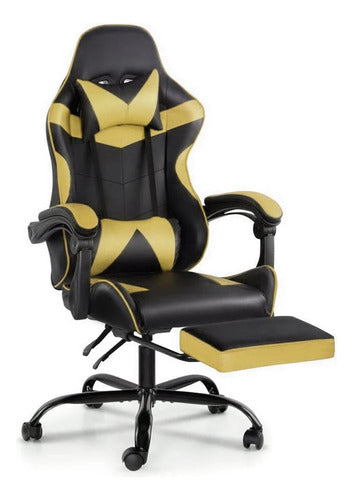 Lumax Gamer Chair Model Rom with Footrest - Black/Yellow 0