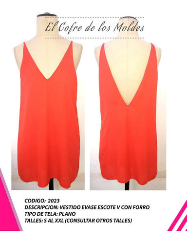 Molde Digital Vestido Evasee Cuello En V Talles S Al Xxl 1