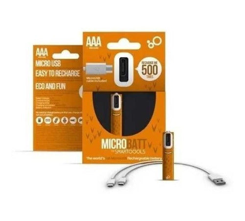 Combo Pilas X2 Recargables Aaa 450mah 500 Recargas Con Cable 0