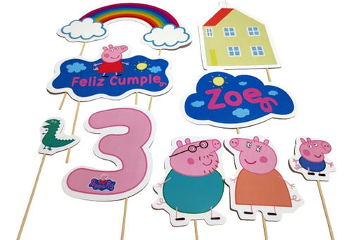 MuchoEvento Adorno Torta Deco Feliz Cumple Peppa Pig Personalizado 0