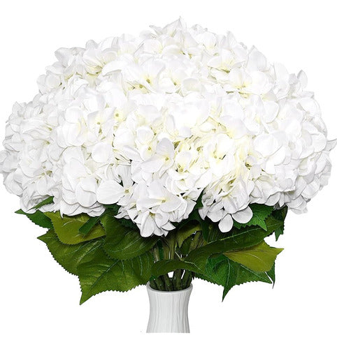 Jiftok 10pcs Hortensia Blanca Flores Artificiales Para Decor 0