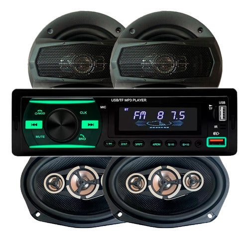 Xline Bluetooth USB Stereo + 6 Inch Speakers + 6x9 Car Audio 0