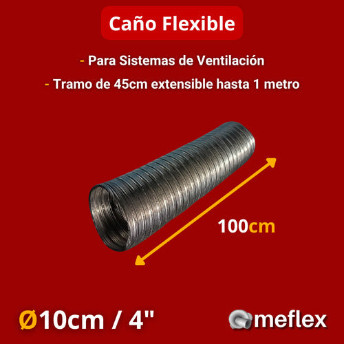 Caño Corrugado Aluminio Flexible 4 Pulgadas 10cm X 1 Mtr 1