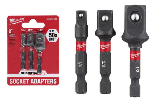 Adaptadores 3pz C/vast 1/4 Enc 1/4-1/2-3/8  Imp Milwaukee 0