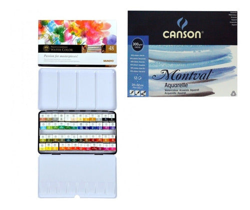 Mungyo Professional Watercolors X 48 + Canson Montval Pad 24 X 32 0