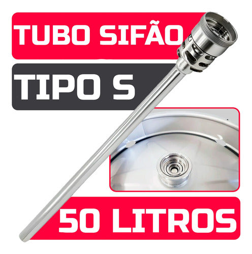 Tubo Sifão Tipo S Barril 50l - Com Pescador 47,6 Cm 1