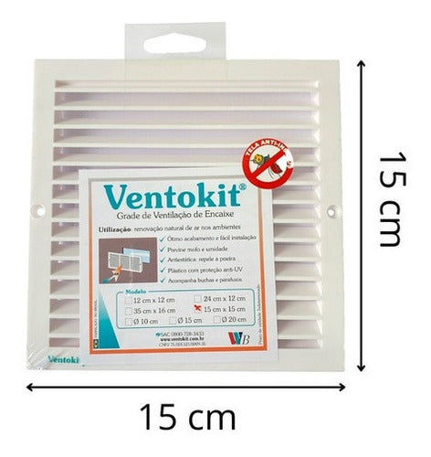 Grade De Encaixe P/ Ventilação 15x15cm Anti-inseto Ventokit 1