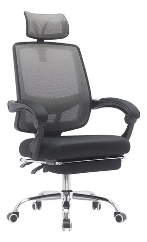 Silla Gerencial LX019 Apoyapies Oficina PC Lumbar Reclinable Mesh 0