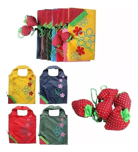 AVIOINDUMENTARIA Foldable Shopping Bag - Strawberry Design, 10-Pack 0