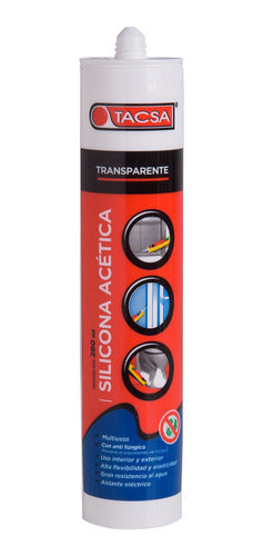 Sellador De Silicona Acética Tacsa 280ml Transparente X10u 1