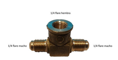 Tee De Bronce De 1/4 Fm X 1/4 Fh  X 1/4 Fm 1