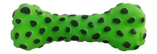 Oasis Large Dog Chew Bone Toy with Squeaker - Green Stress Relief Print 0