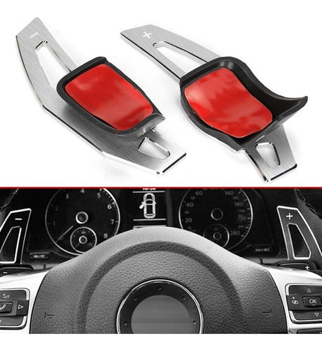 Silver Plastic Steering Wheel Shift Paddles for VW Vento Mk6 Golf Passat 2