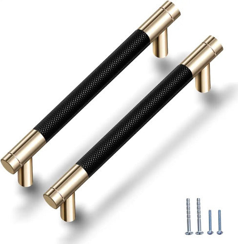 Gutuwellea 12 Pack 3 3/4 Inch Gold And Black Cabinet Handles 0