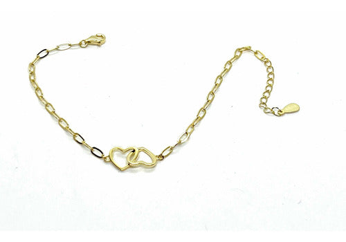 925 Silver Gold Plated Bracelet with Inseparable Hearts 4
