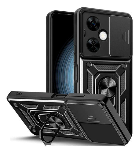 Protector Para Xiaomi Poco F6 3 En 1 Funda Negro 0