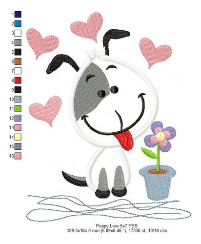 Digital Embroidery Machine Pattern Children's Design Dog Puppy Love 621 4