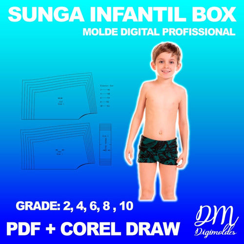 Molde Digital Para Sublimação Sunga Infantil Modelo Box 0