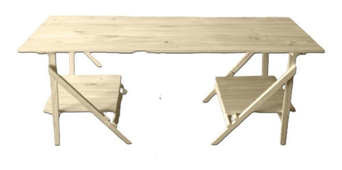 Maderas Rustic Pine Table with Sawhorses 70 cm x 150 cm 0