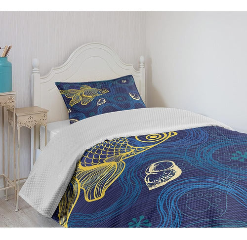 Lunarable Modern Bedspread, Ocean Marine Life Creature Shell 3