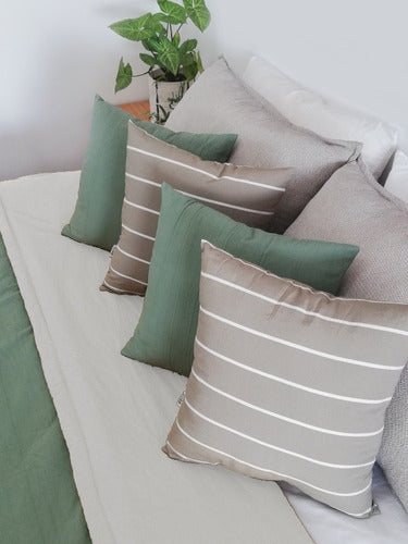 Set of 4 Plain or Striped Tusor Cushions of Your Choice 32