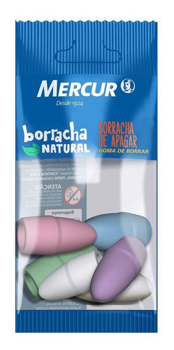 6 Borrachas Color Pastel E Branca Mercur Ponteira Para Lápis 0