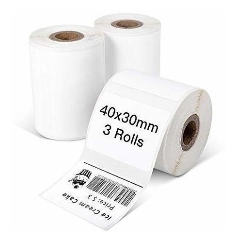 Phomemo 3 Rollos Etiquetas Papel Termico 40x30mm Para Mini Impresora 0