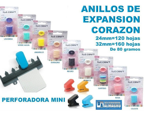 Anillos Expansión 24mm 8 Discos Corazón Oro Encuadernación 3