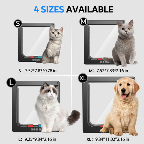 Farever Medium Cat Door - Black, 4 Modes Locking Mechanism, Width 5.5cm 1