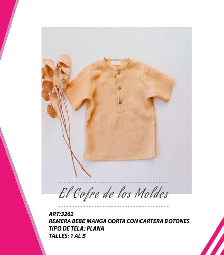 El Cofre de los Moldes Digital Baby T-Shirt Pattern with Snap Closure, Complete Size Pack 1 to 5 0