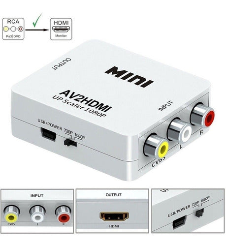 Premium+ AV RCA to HDMI Audio Converter Supports 1080p 2