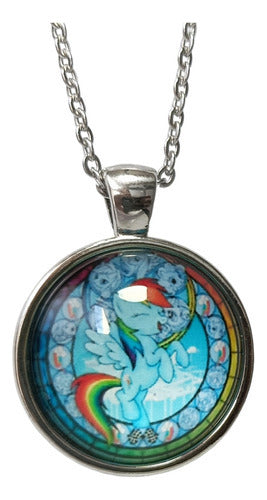 Import GREEN GOBLIN STORE Crystal Little Pony Unicorn Pendant Necklace Surgical Steel Chain 0