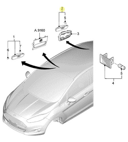 Ford Plafon De Iluminacion Interior (Con Lampara) Fiesta 13/17 3