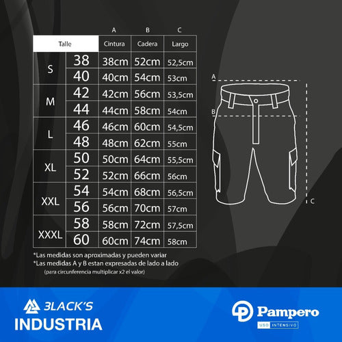 PAMPERO Work Cargo Shorts Blue/Beige Sizes 38 to 60 26